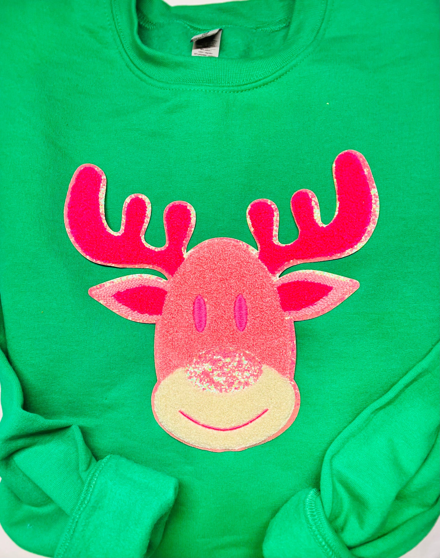 Preppy Pink Reindeer Sweatshirt - Pink & Irish Green