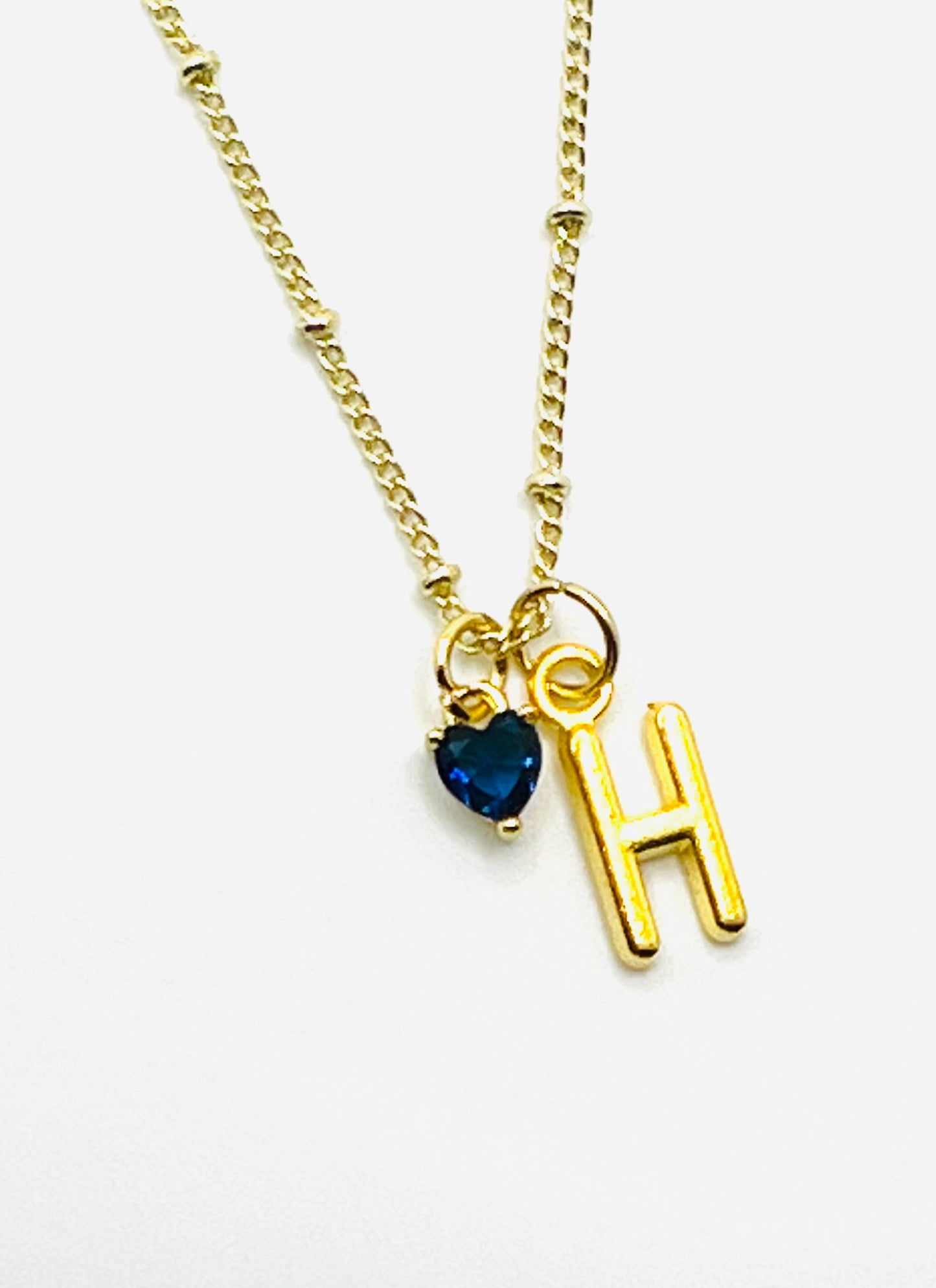 Kylie Sapphire Heart Initial Necklace