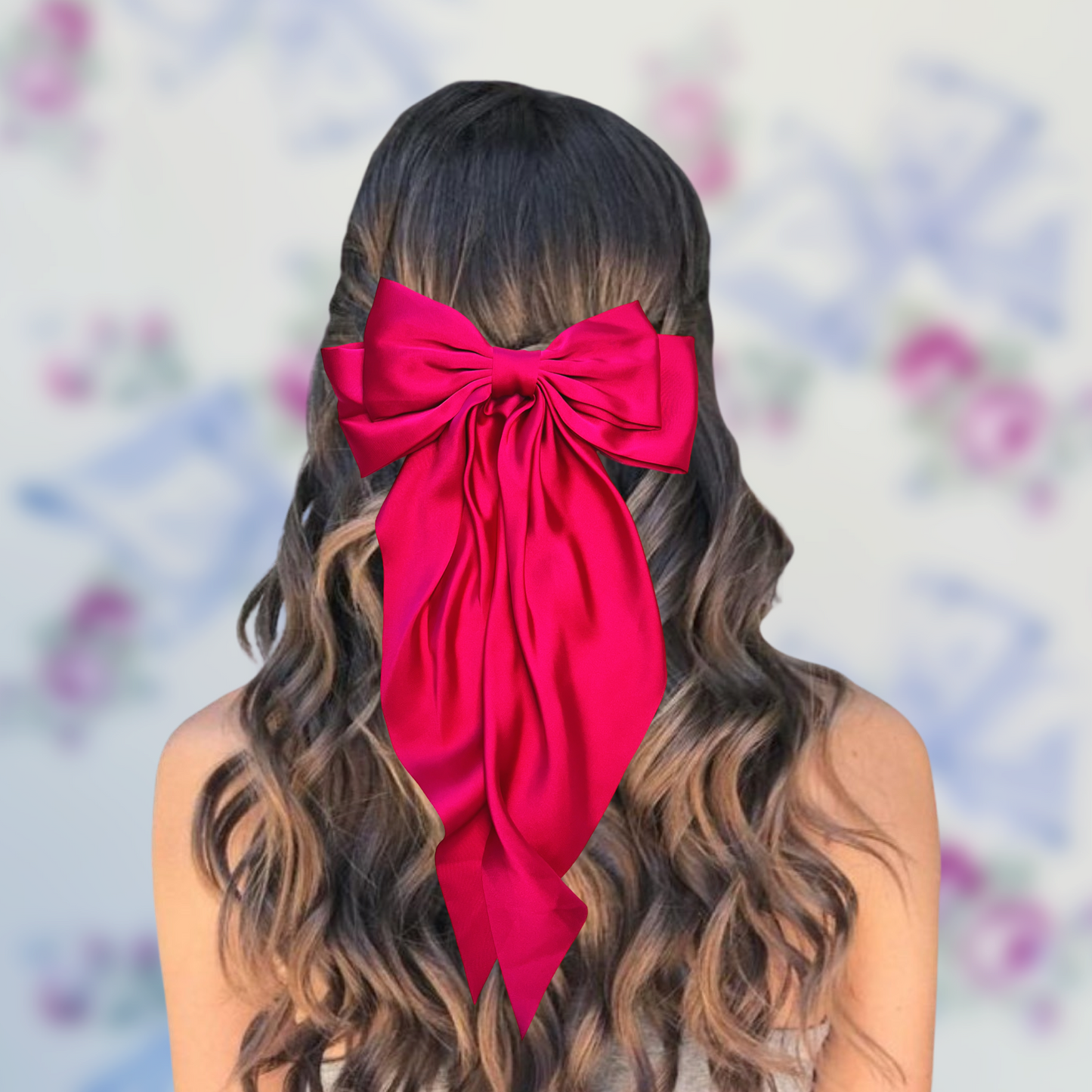 Raspberry Satin Bow Barrette