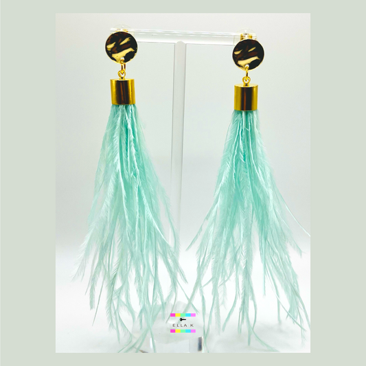 Sea Foam Mint Feather Earrings