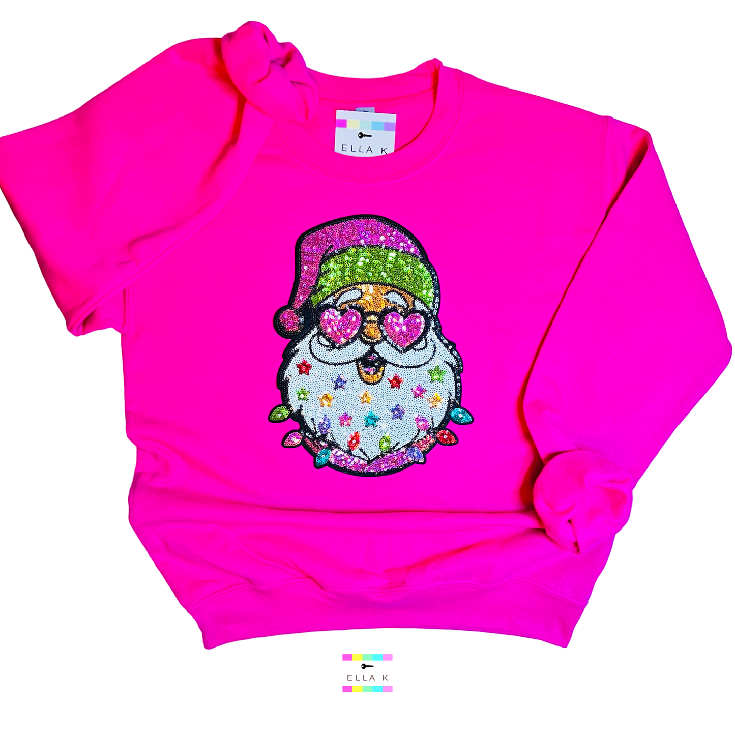 Cool Santa Shades Hot Pink Christmas Sweatshirt