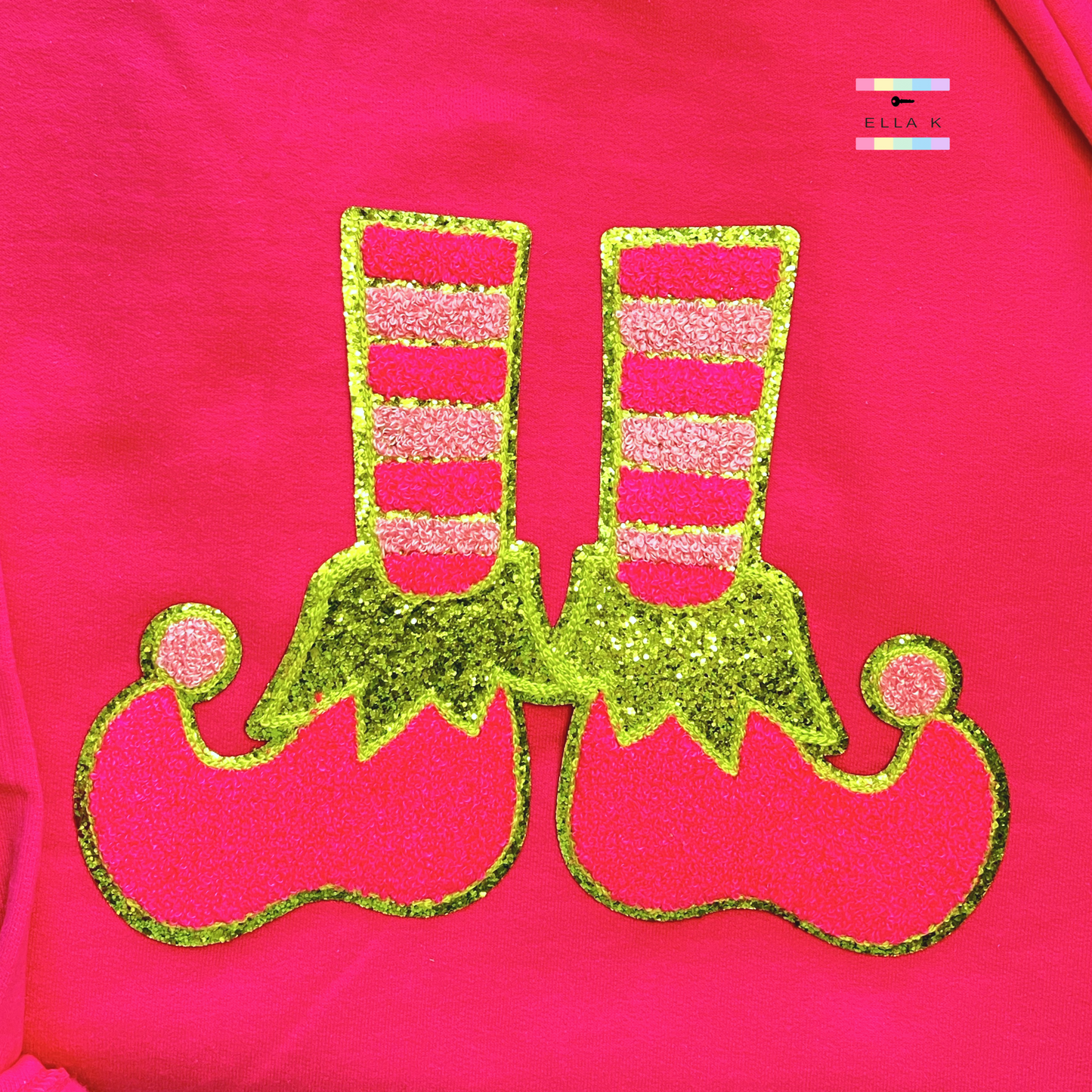 Preppy Pink Elf Shoes Hot Pink Christmas Sweatshirt