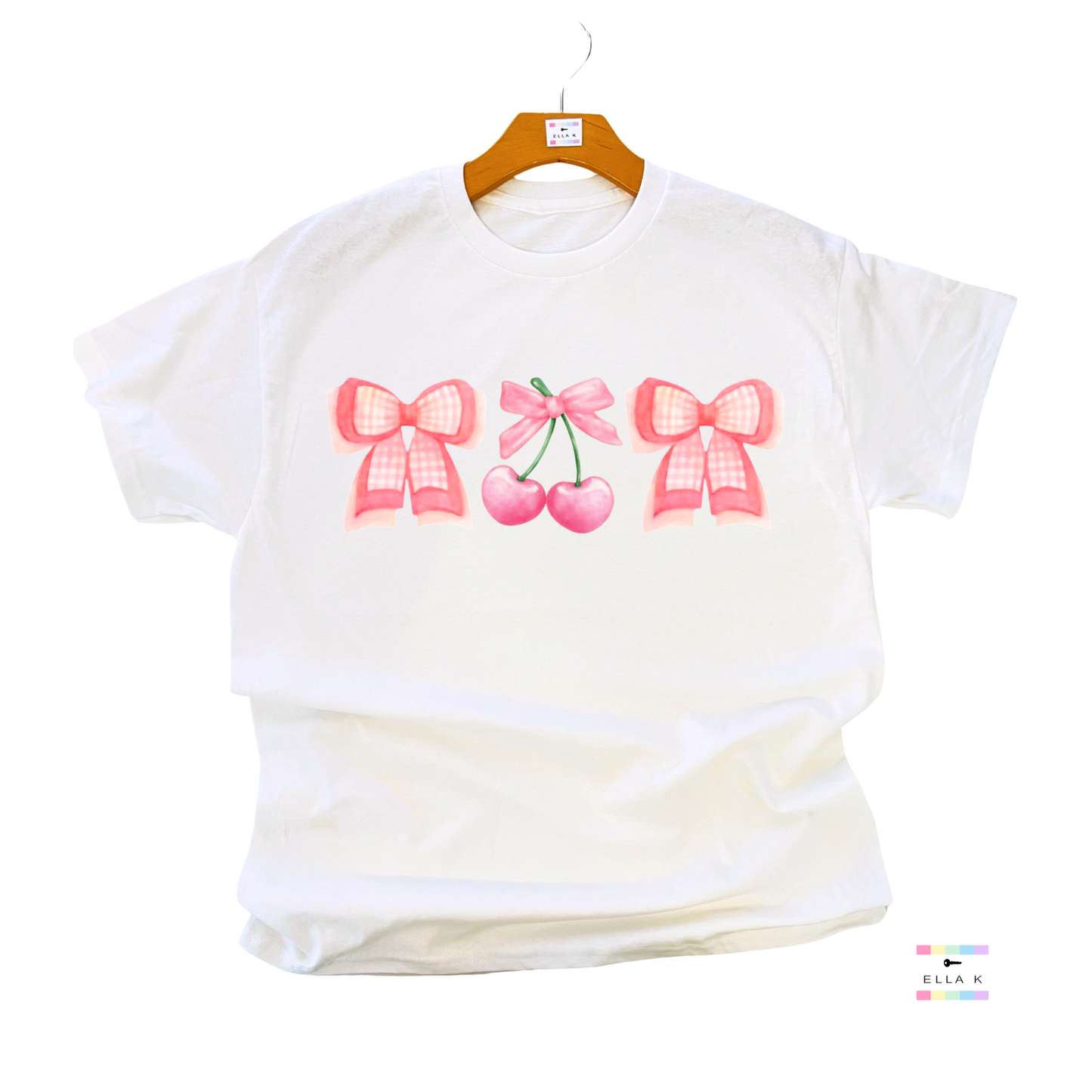 Gingham Girly Bow & Cherry Tee