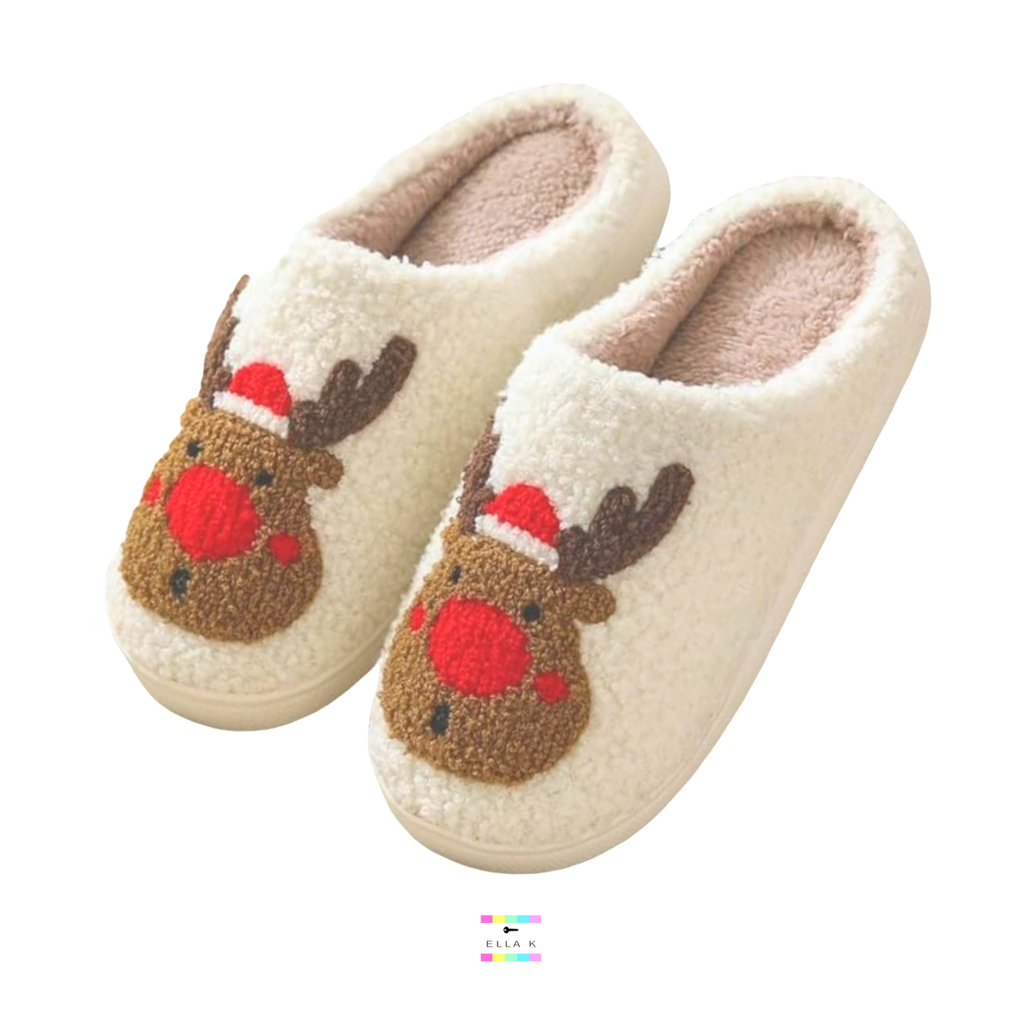 Red Nose Reindeer Christmas House Slippers