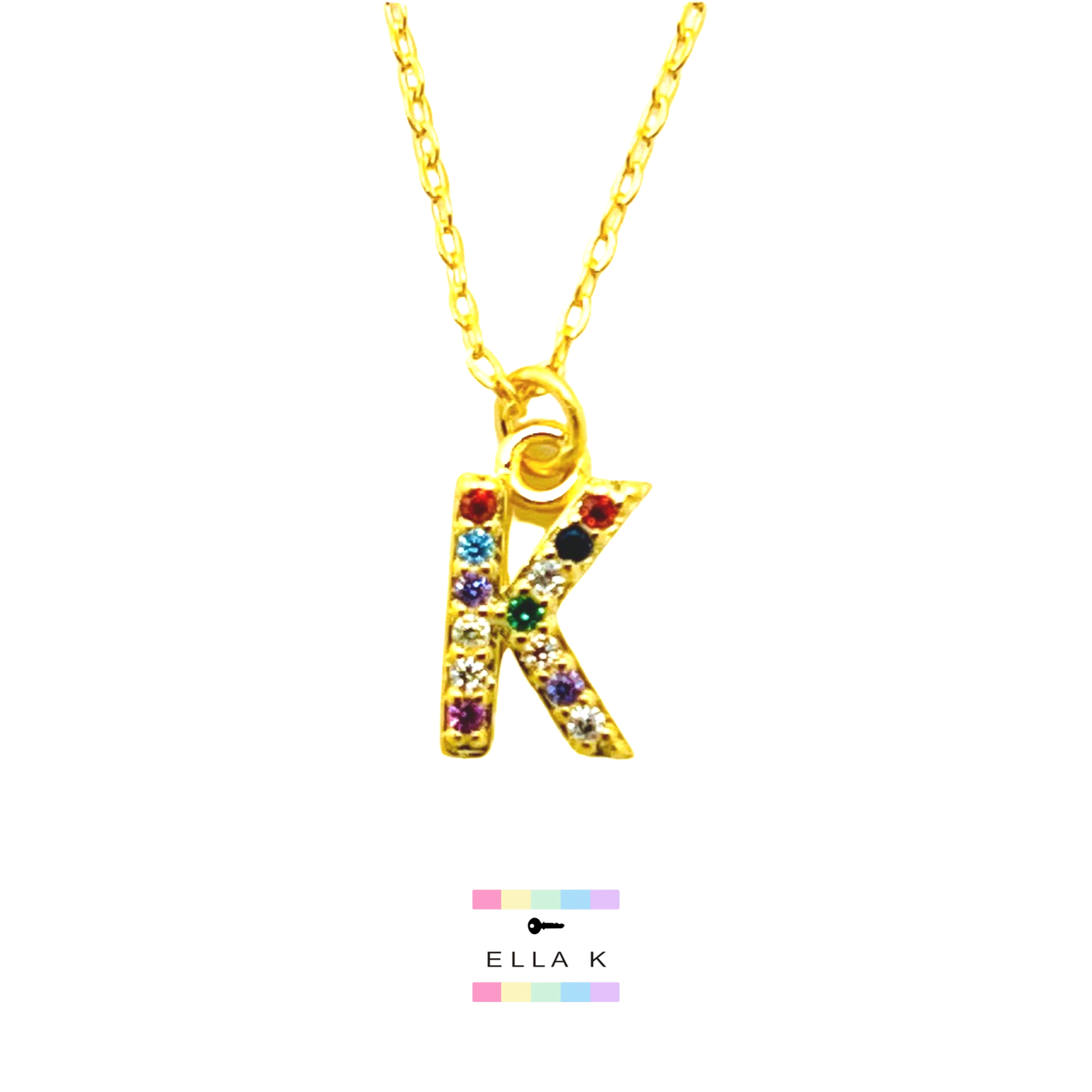 Rainbow Mini Initial Necklace