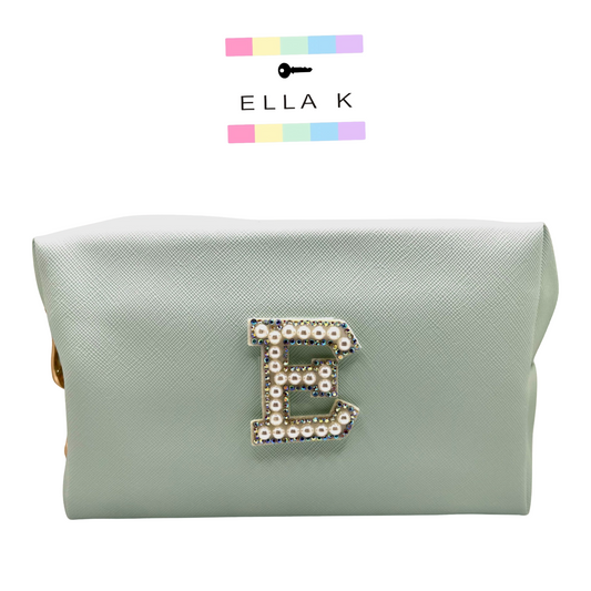 Pearl Letter Classic Makeup Pouch - Mint