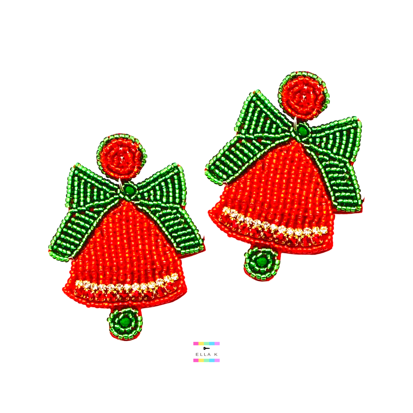 Ruby Red Church Bells Christmas Earrings