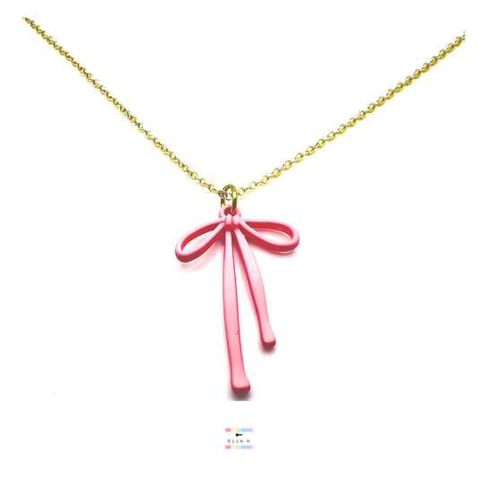 Pink Matte Coquette Bow Knot Necklace