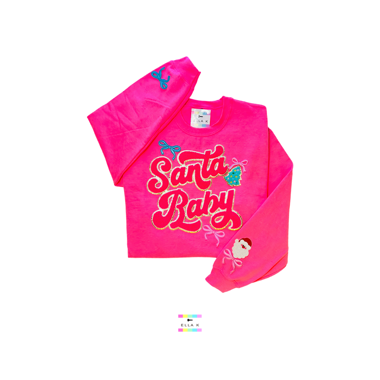 Santa Baby Coquette Bow Pink Christmas Sweatshirt