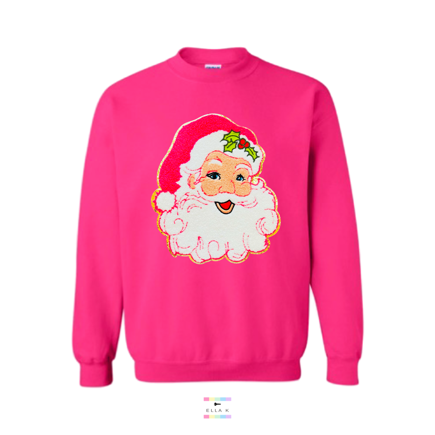 Pink Holly Hat Vintage Santa Sweatshirt