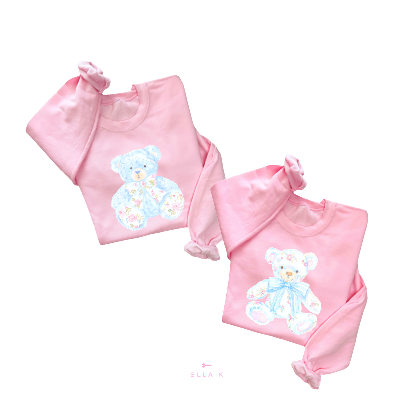 Watercolor Floral Coquette Bear Bow Sweatshirt