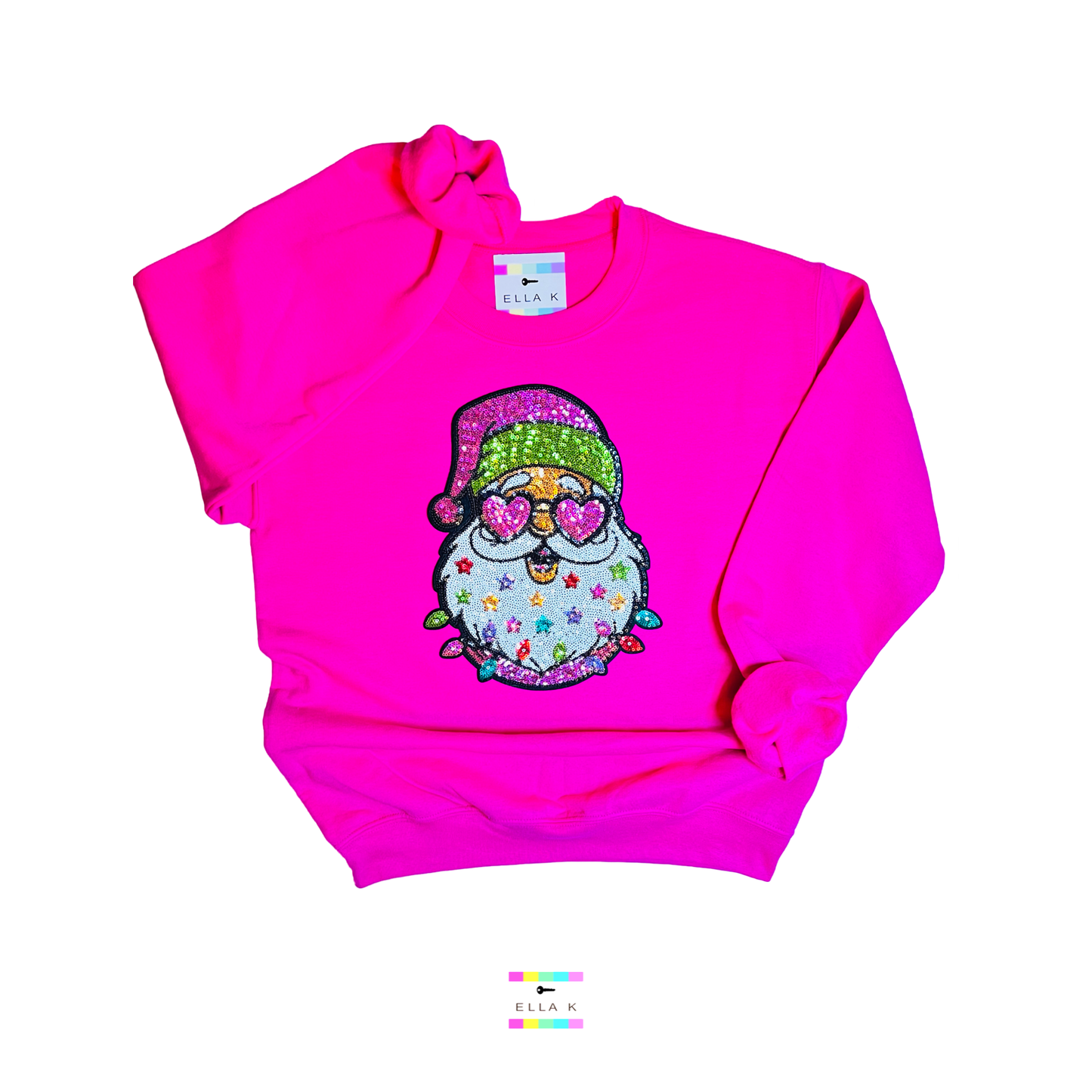 Cool Santa Shades Hot Pink Christmas Sweatshirt