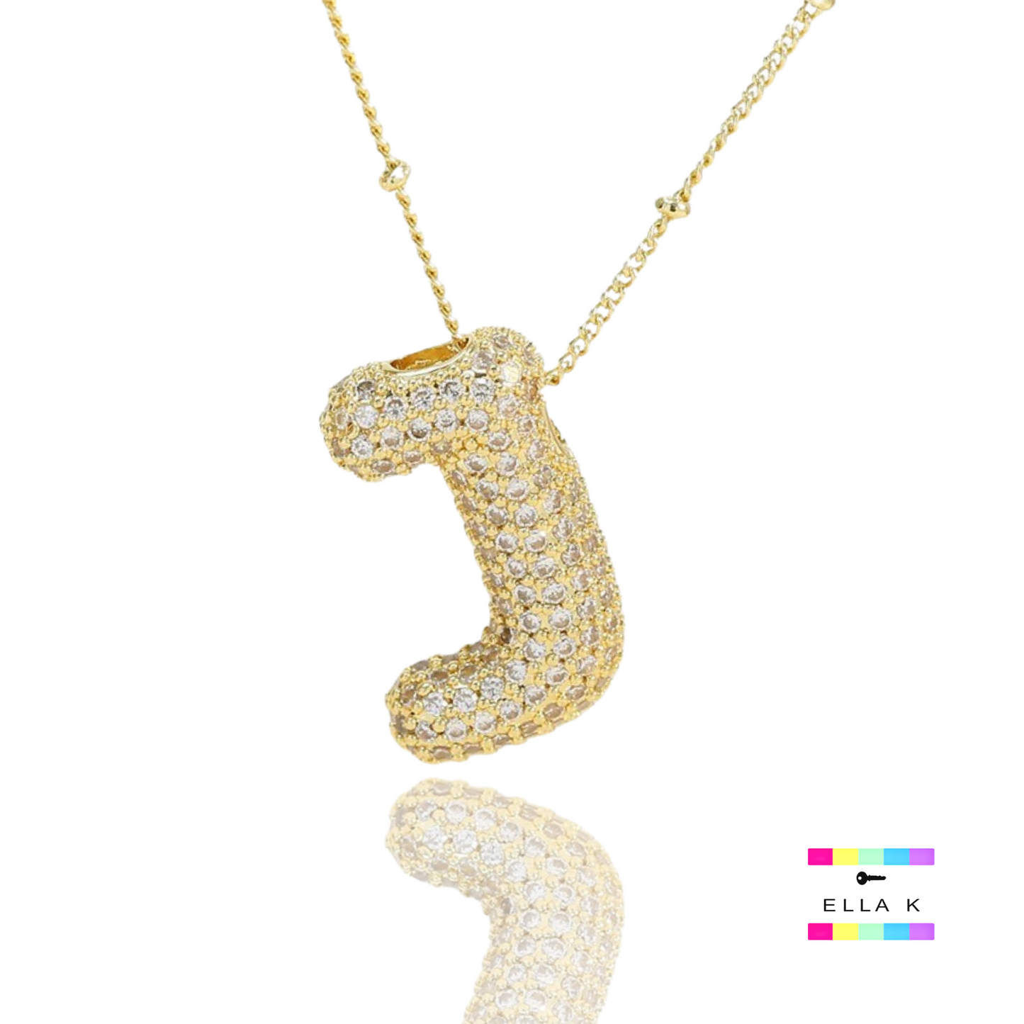 Pave Bubble Letter Necklace