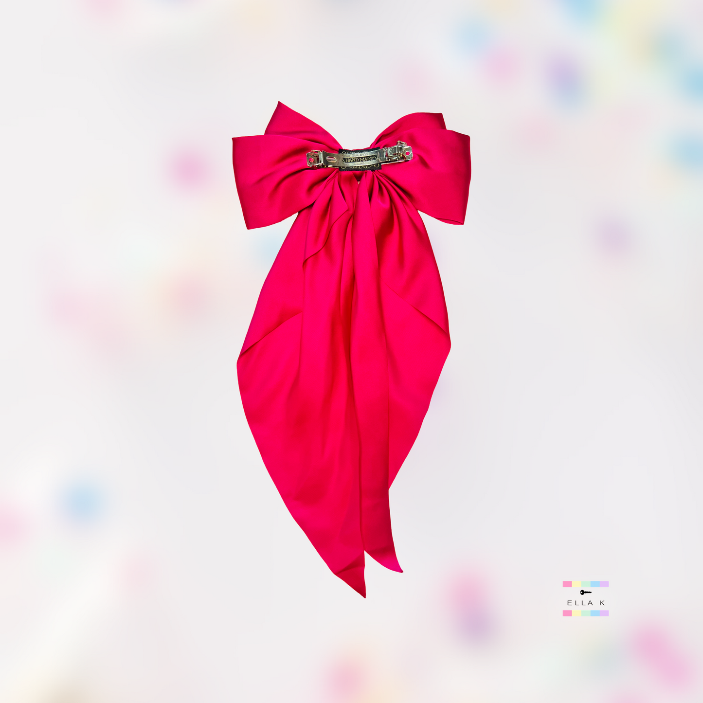 Raspberry Satin Bow Barrette