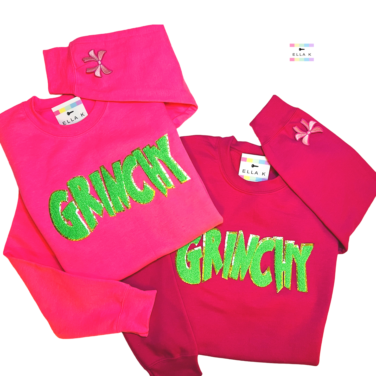 Green Chenille  “Grinchy” Custom Color Sweatshirt