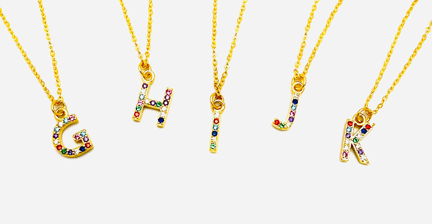 Rainbow Mini Initial Necklace