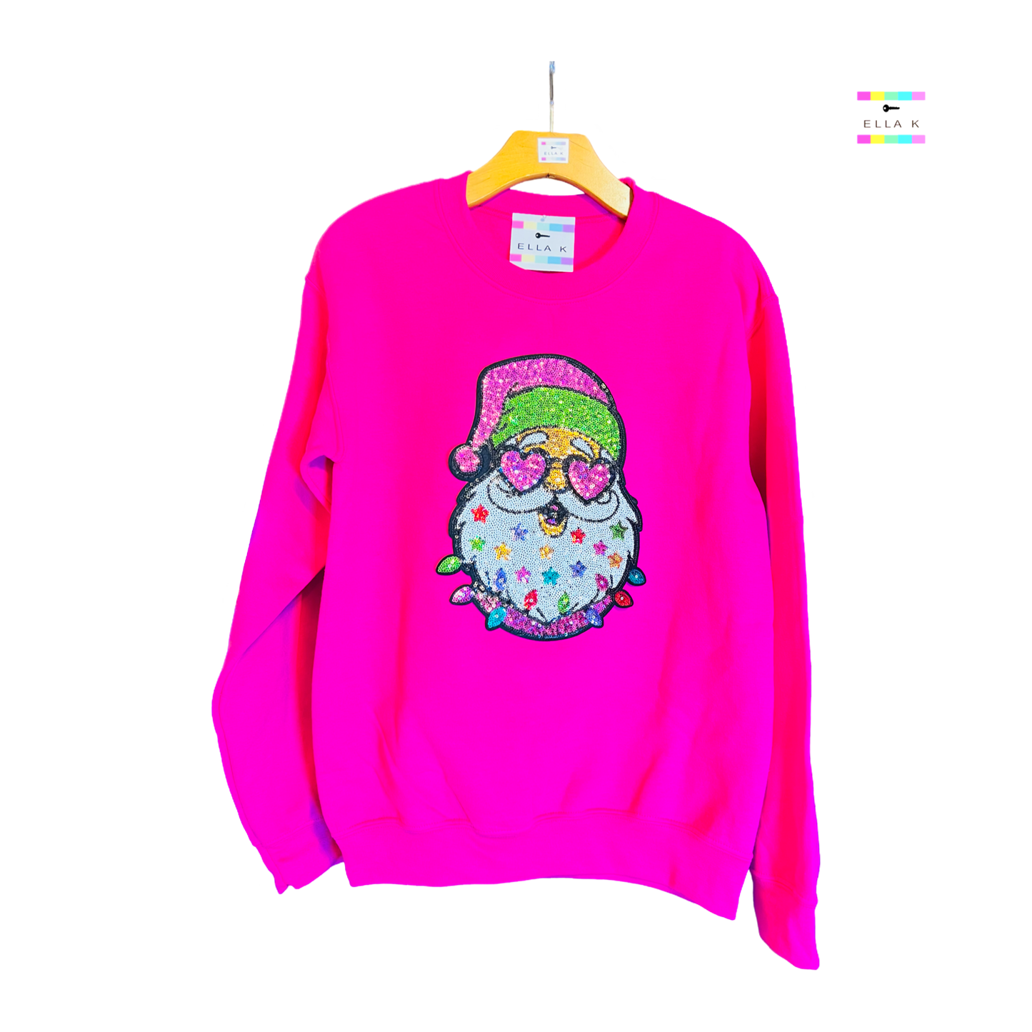 Cool Santa Shades Hot Pink Christmas Sweatshirt