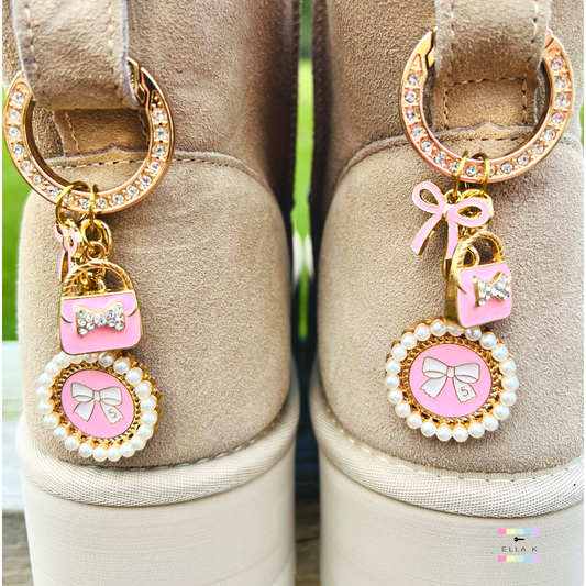 Pink Coquette Bow Boot Charms