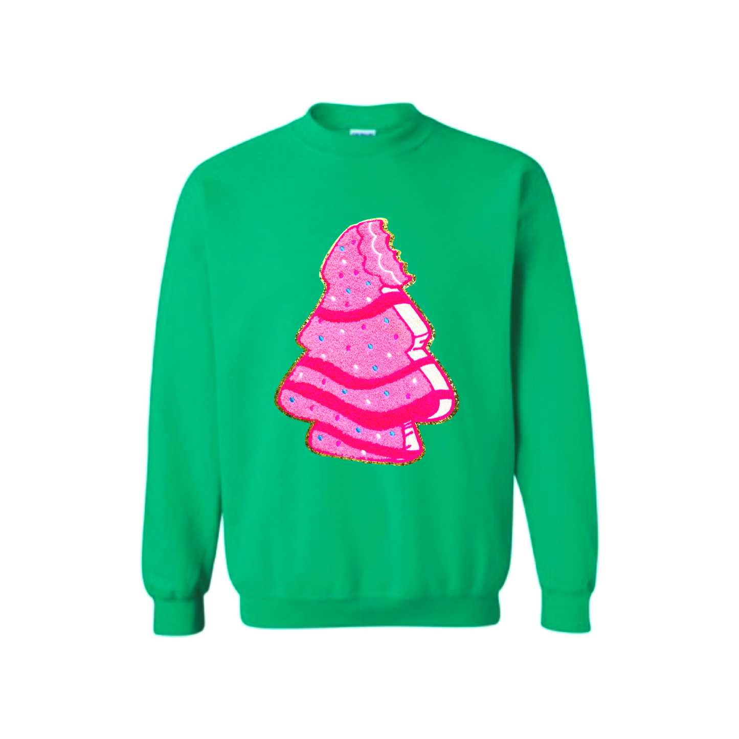 Preppy Pink Christmas Tree Snack Cake Sweatshirt