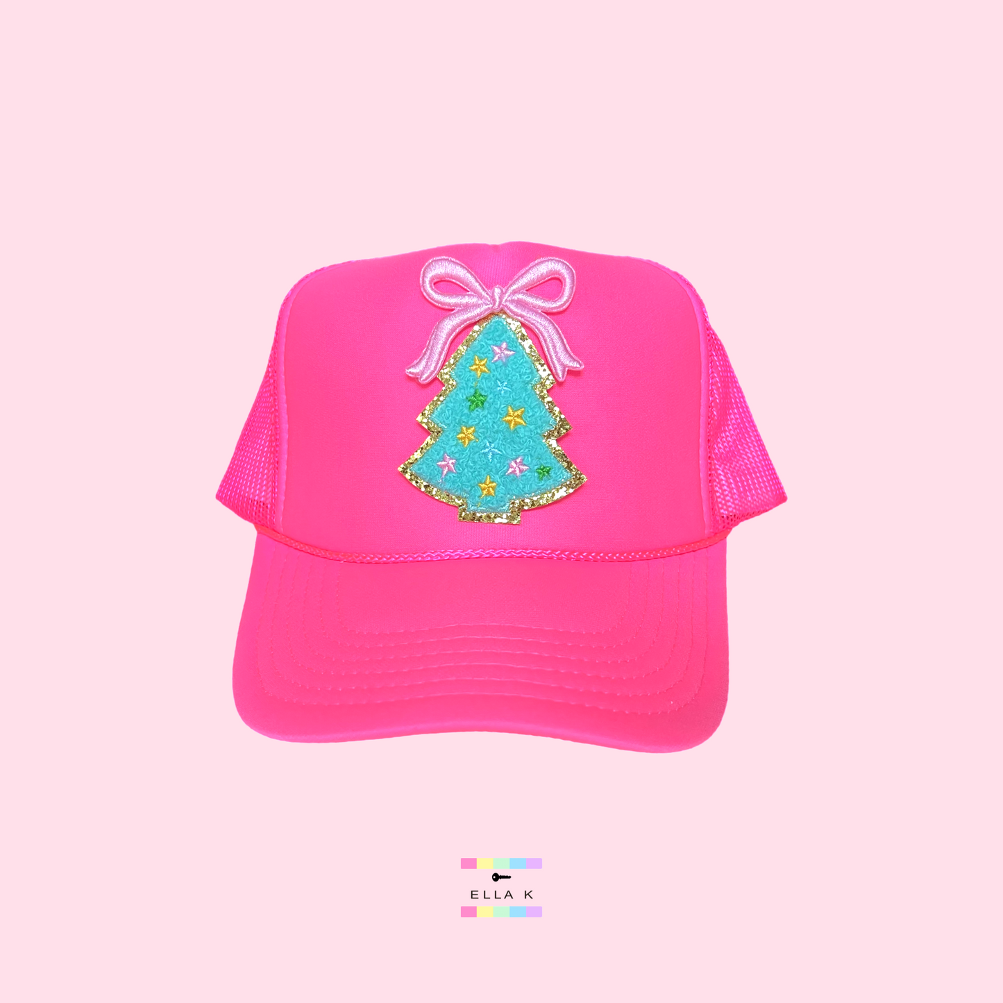 Teal Christmas Tree Trucker Hat