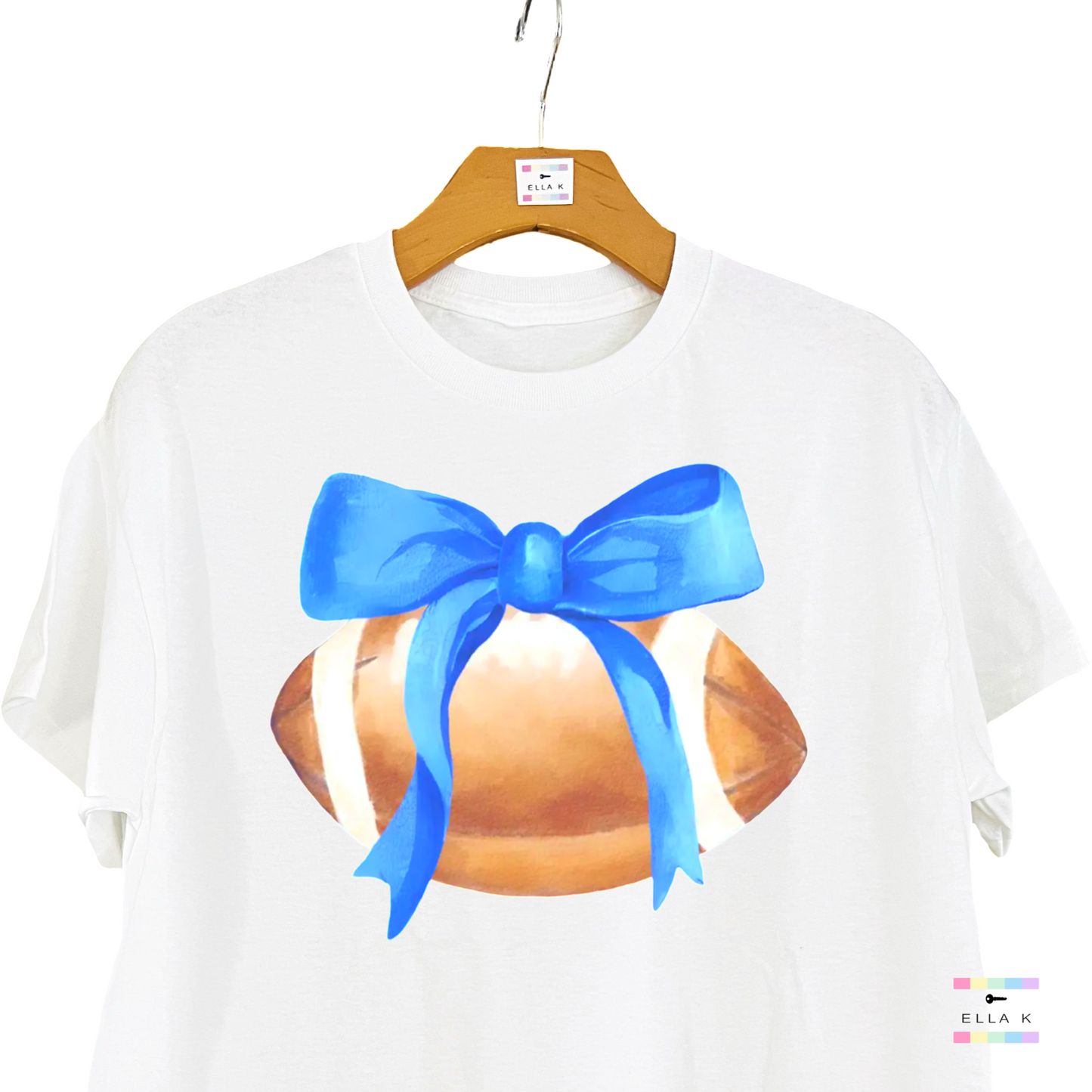 Cobalt Coquette Bow Football Tee