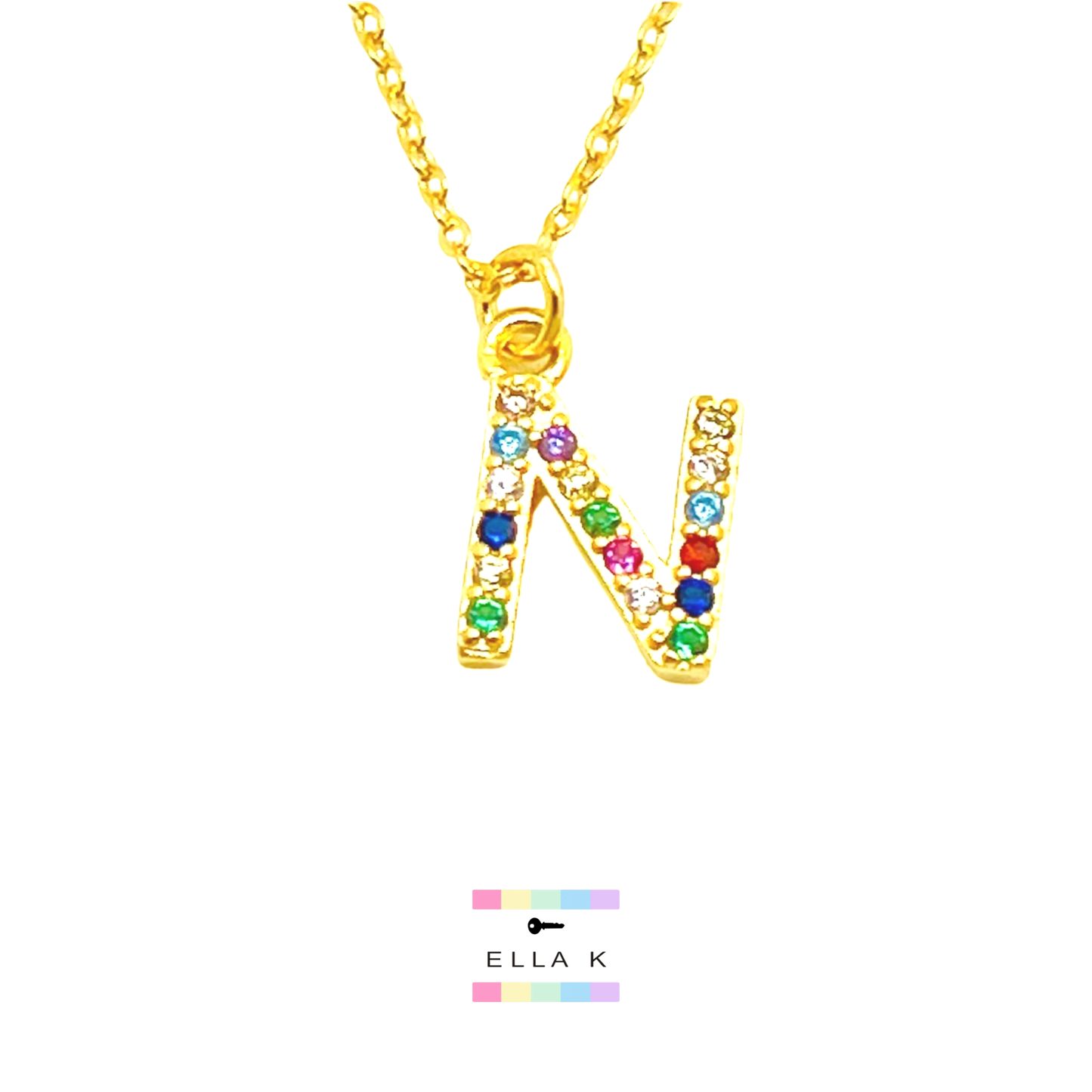 Rainbow Mini Initial Necklace