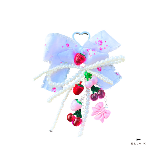 French Trellis Roses Coquette Bow Bag Charm