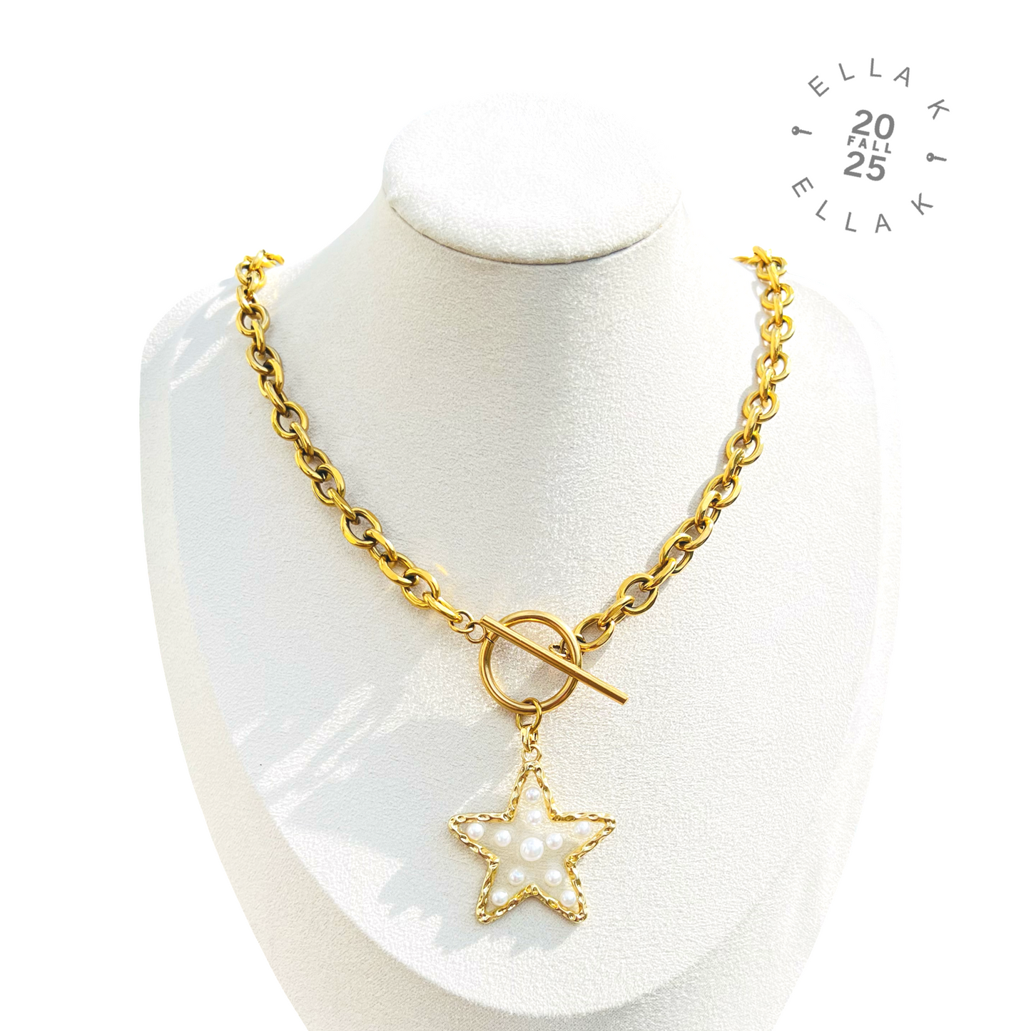 Faux Pearl Star Chunky Necklace