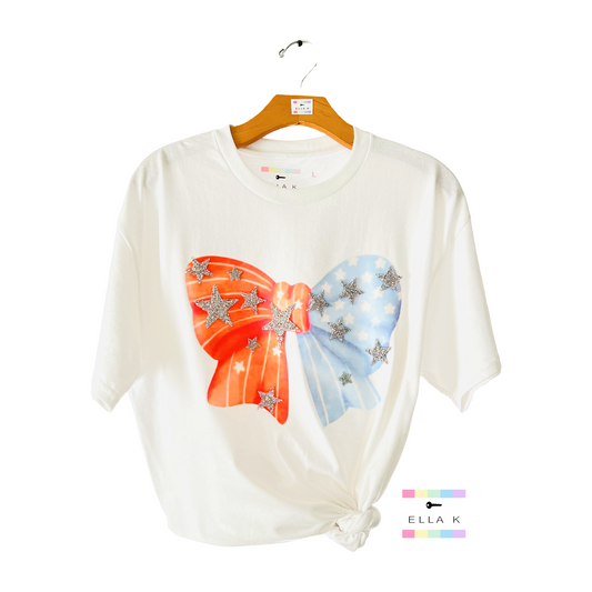 Red White & Blue Coquette Bow Tee