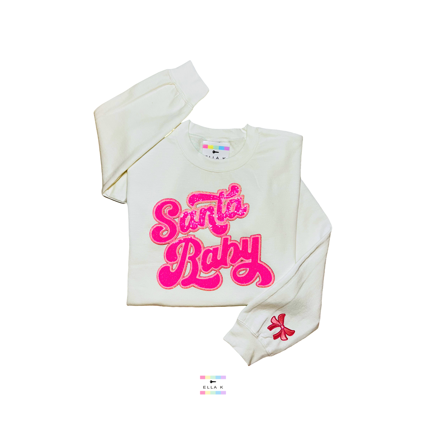 Pink Sequin Santa Baby Christmas Pullover