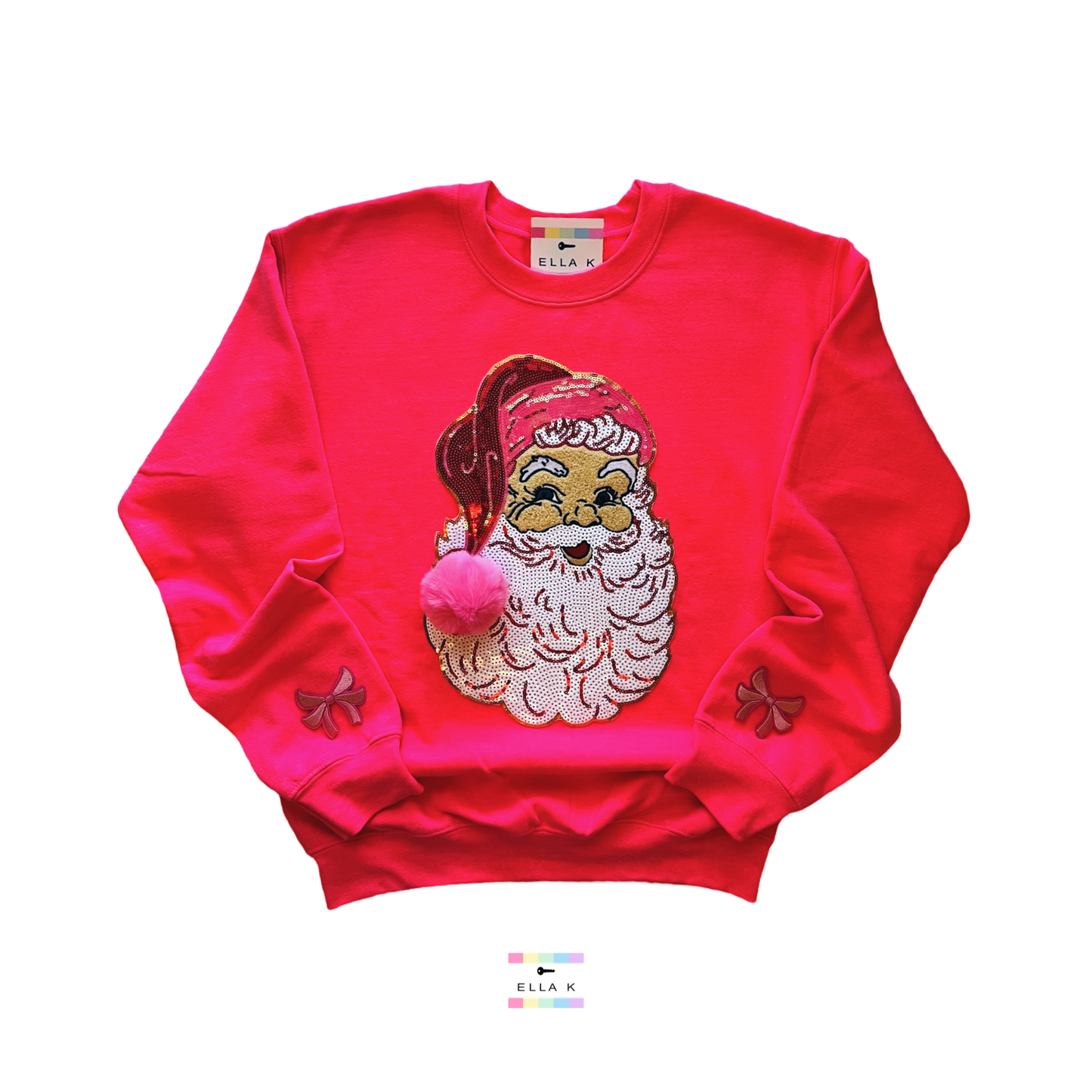 Pom Pom Sequin Chenille Santa Christmas Pullover