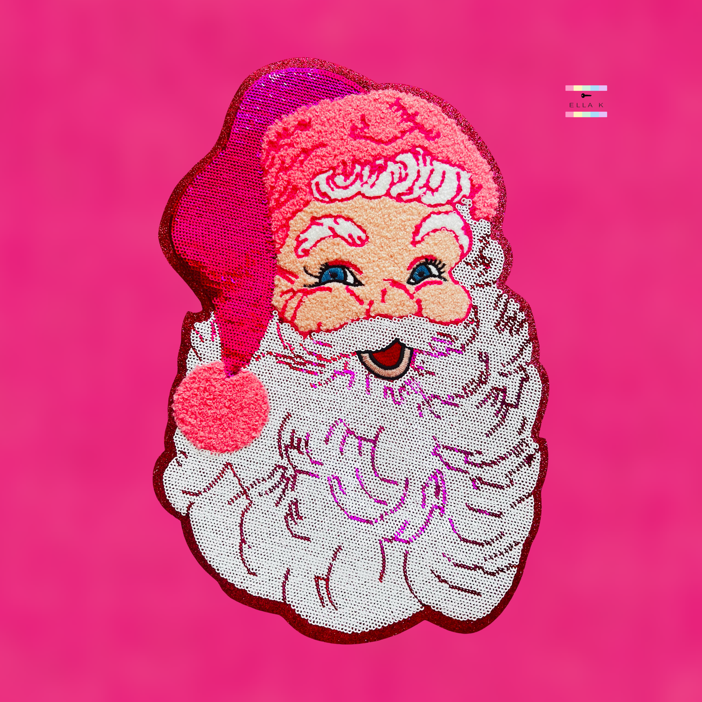 Preppy Pink Sequin Santa Pullover