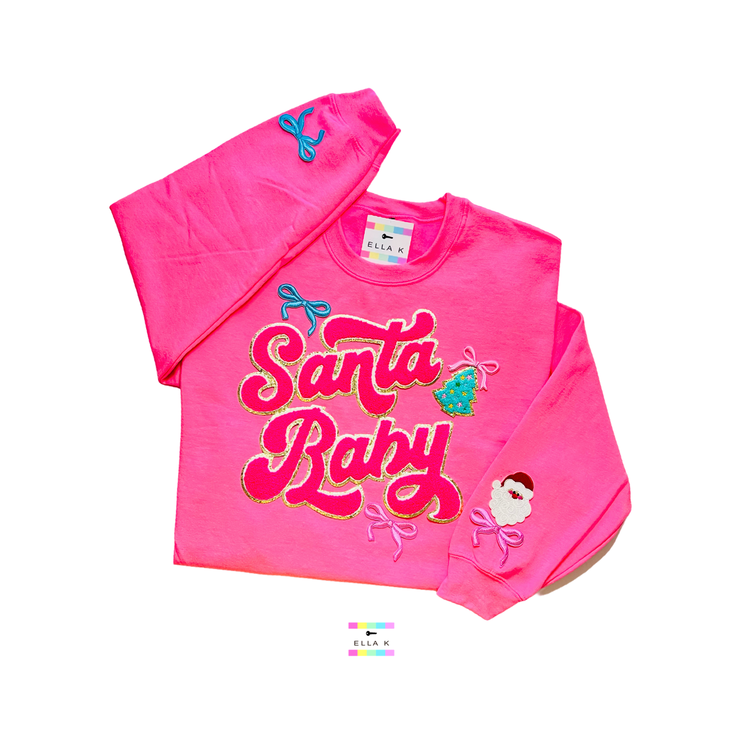 Santa Baby Coquette Bow Pink Christmas Sweatshirt