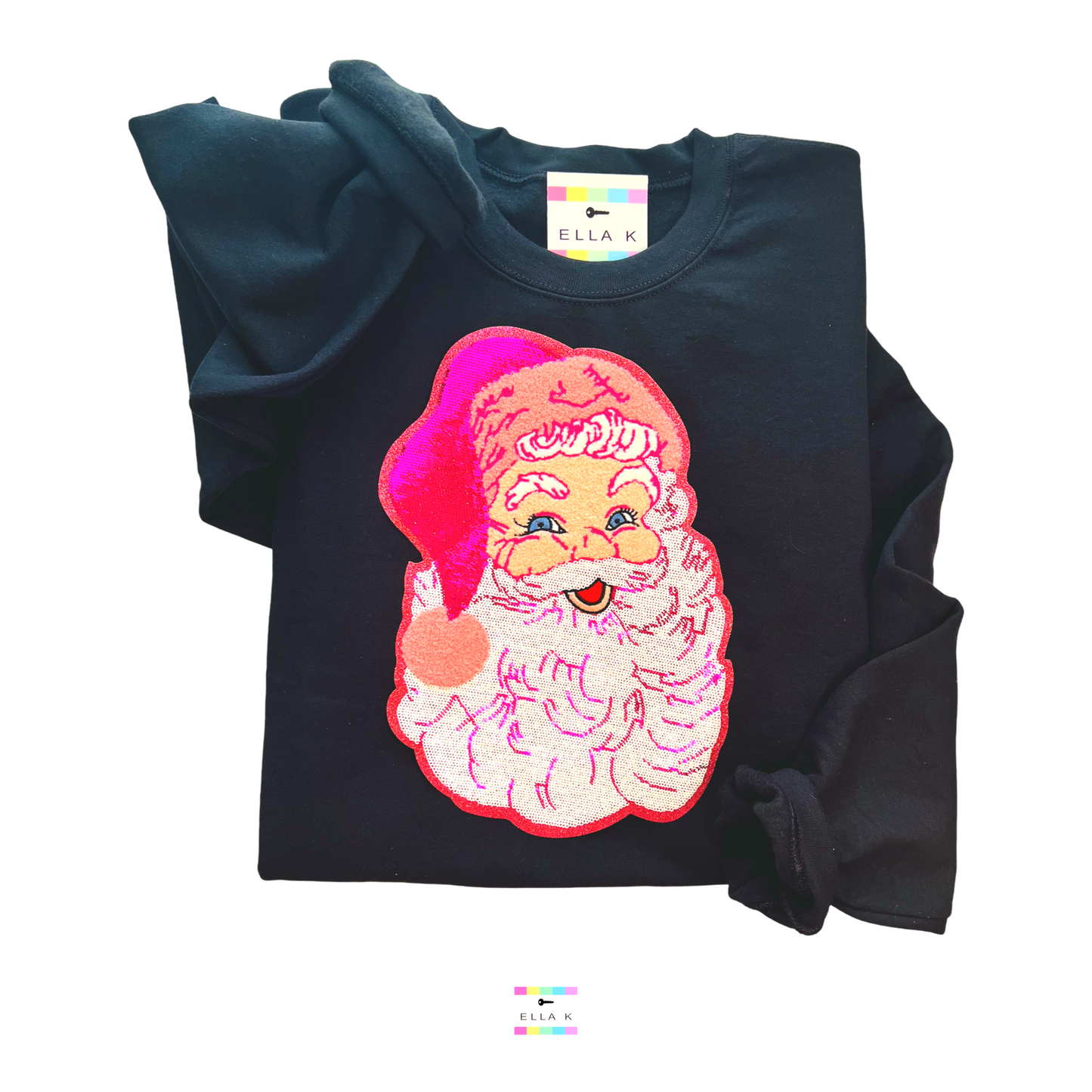 Preppy Pink Sequin Santa Pullover