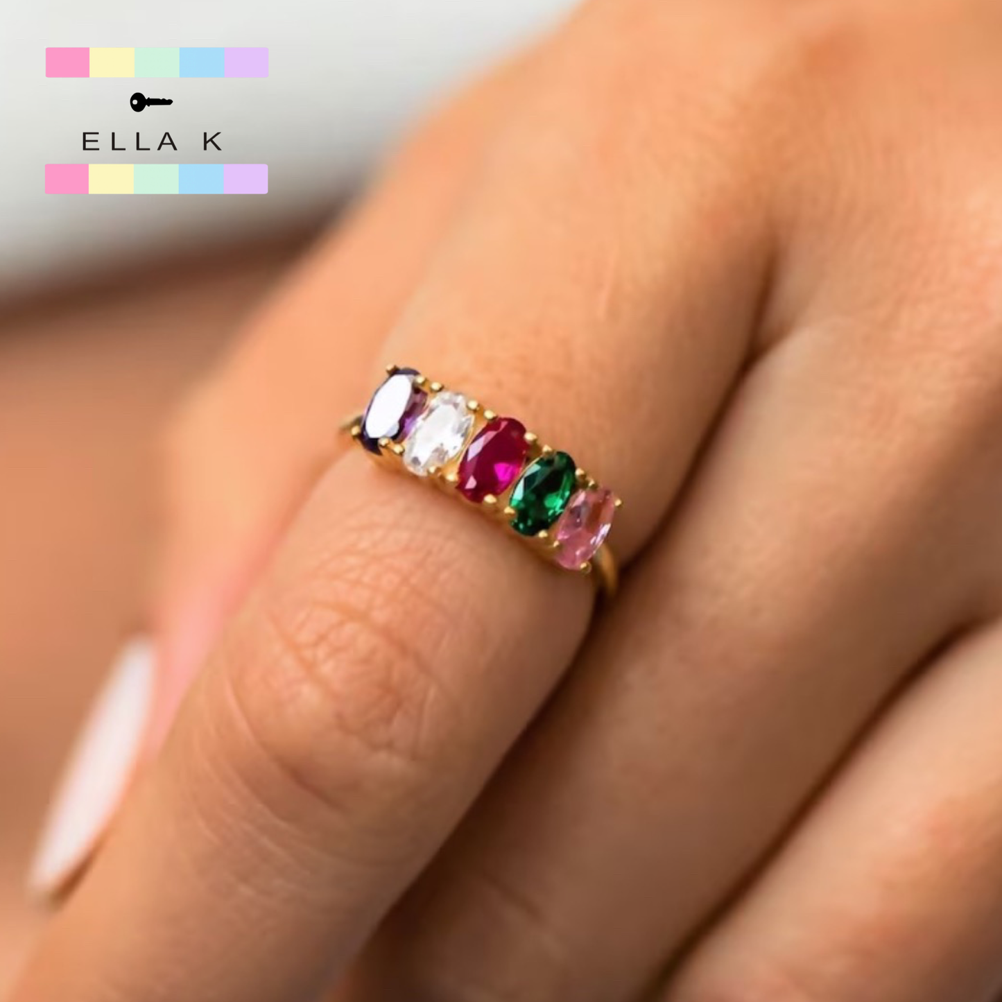 Oval Family Birthstone Ring