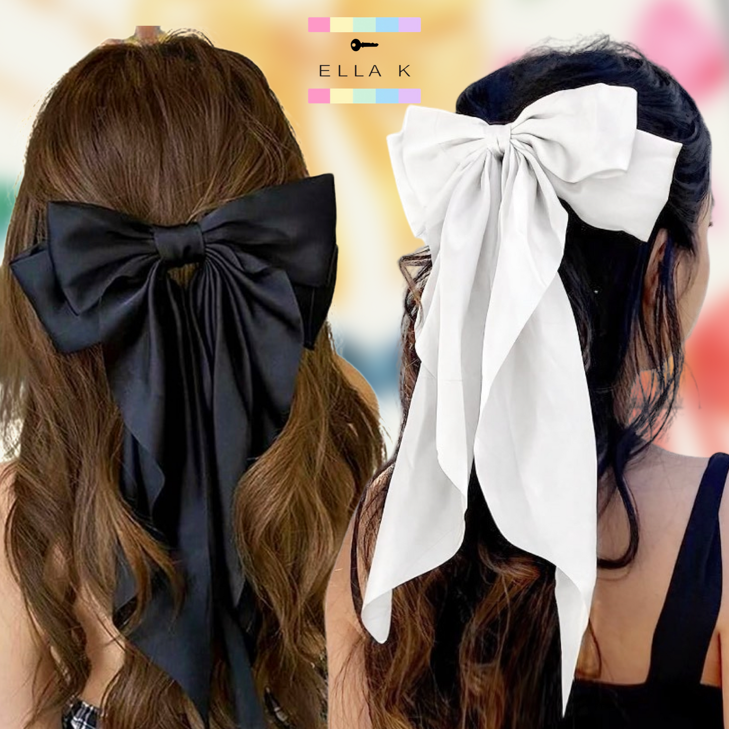 Black Satin Bow Barrette Hair Clip