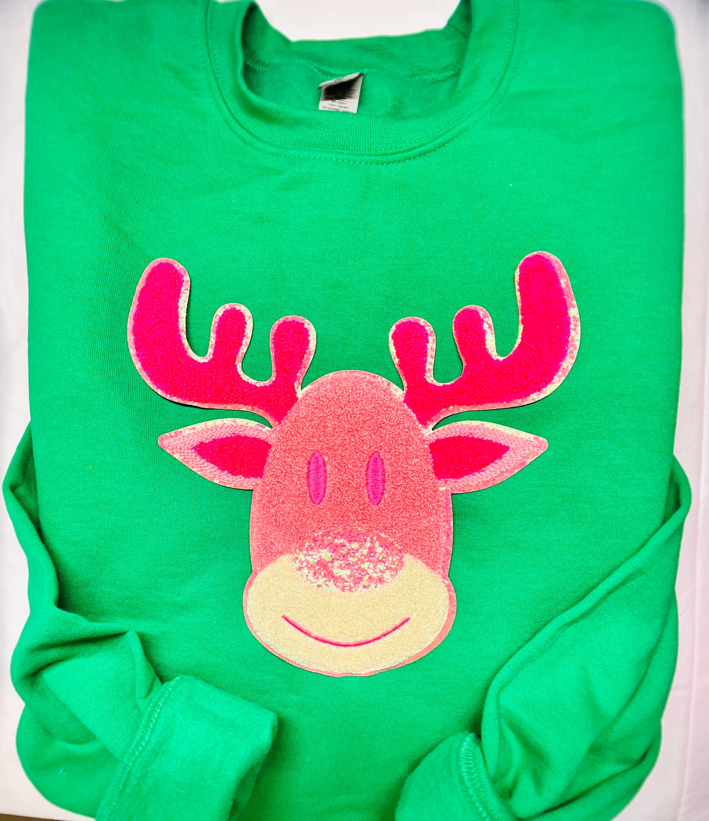 Preppy Pink Reindeer Sweatshirt - Pink & Irish Green