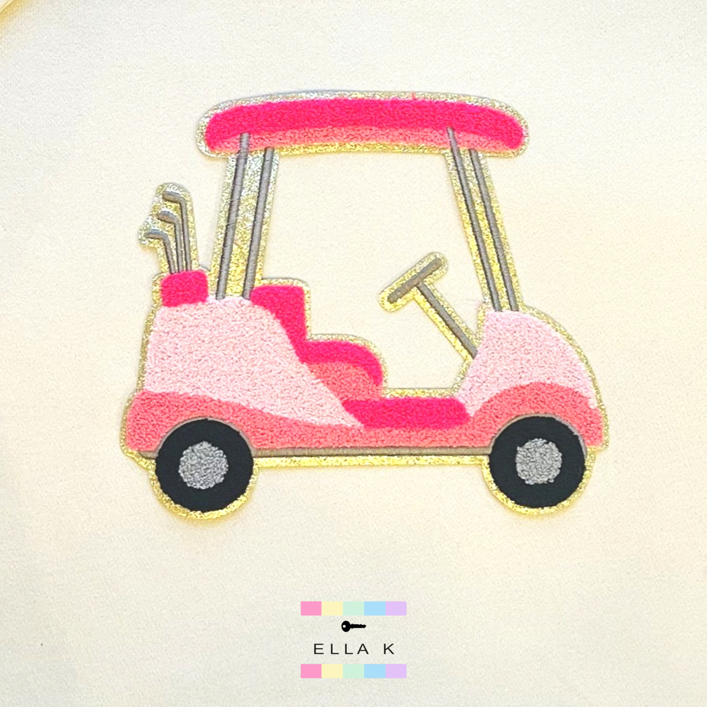 Preppy Pink Golf Cart Pullover - Beige