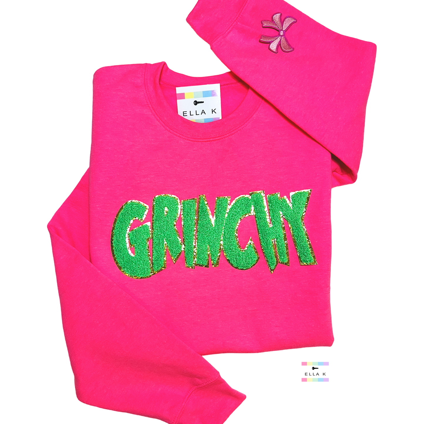 Green Chenille  “Grinchy” Custom Color Sweatshirt