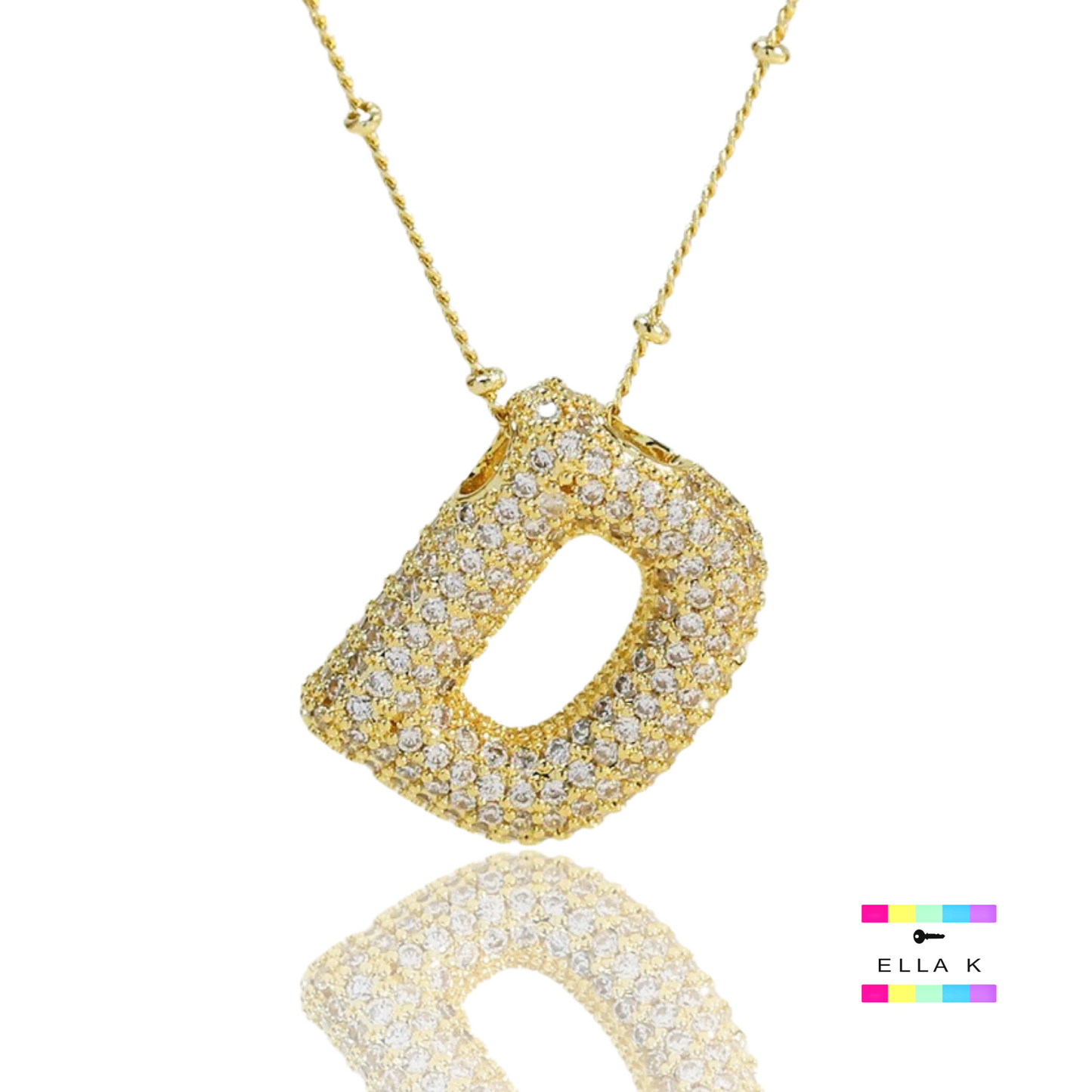 Pave Bubble Letter Necklace