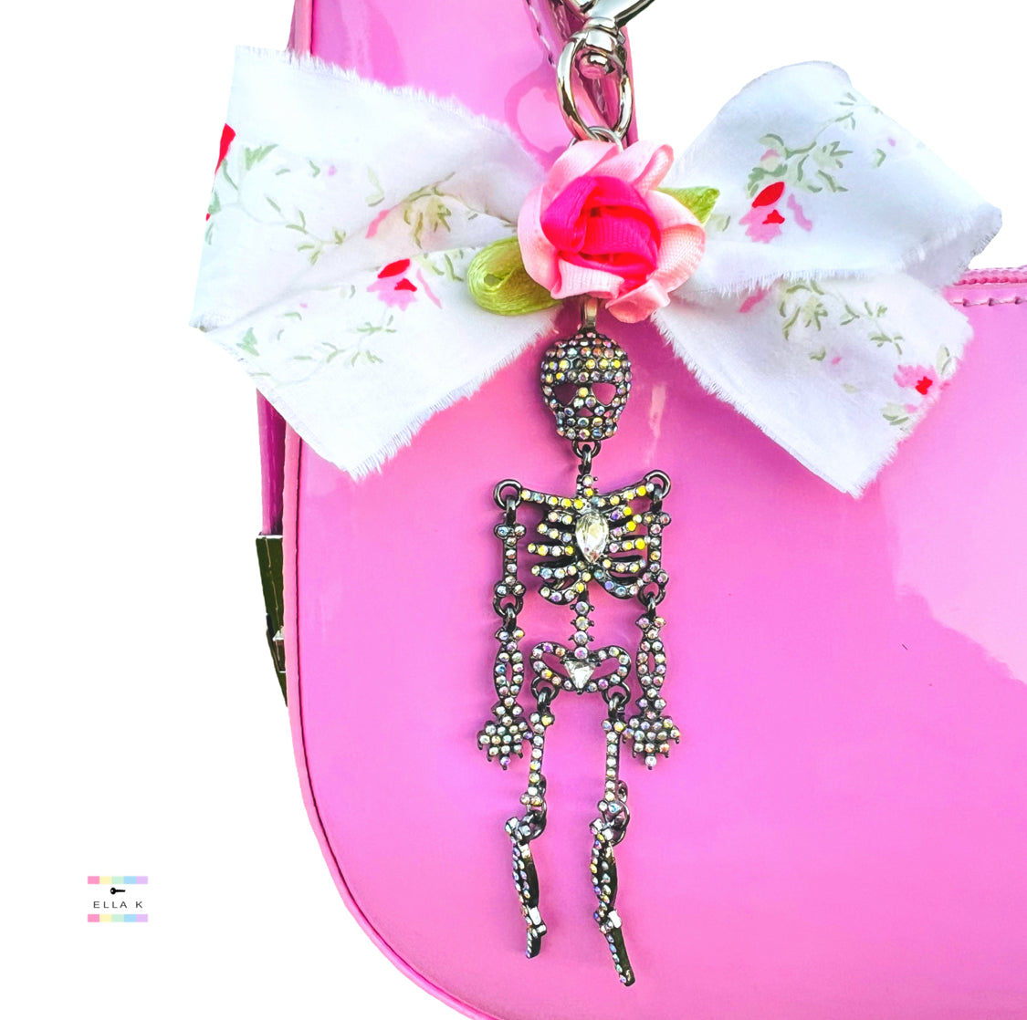 Midnight Fancy Bones Coquette Bow Bag Charm