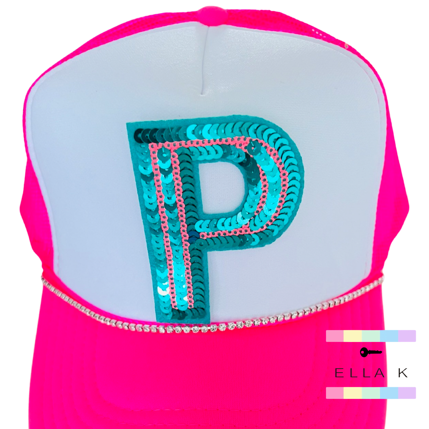 Neon Pink Custom Letter Trucker Hat