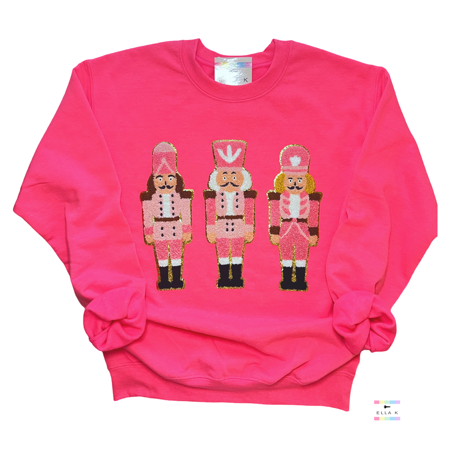 Powder Pink Chenille Nutcracker Christmas Pullover