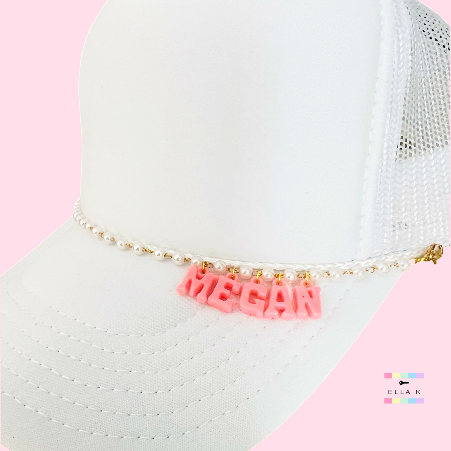 Custom Name Pearl Link Trucker Hat Chain