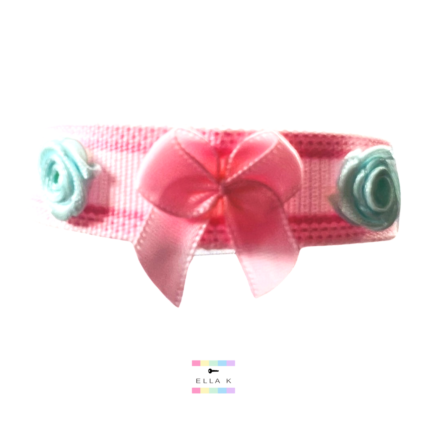 Roses & Coquette Bow Pink Canvas Bracelet