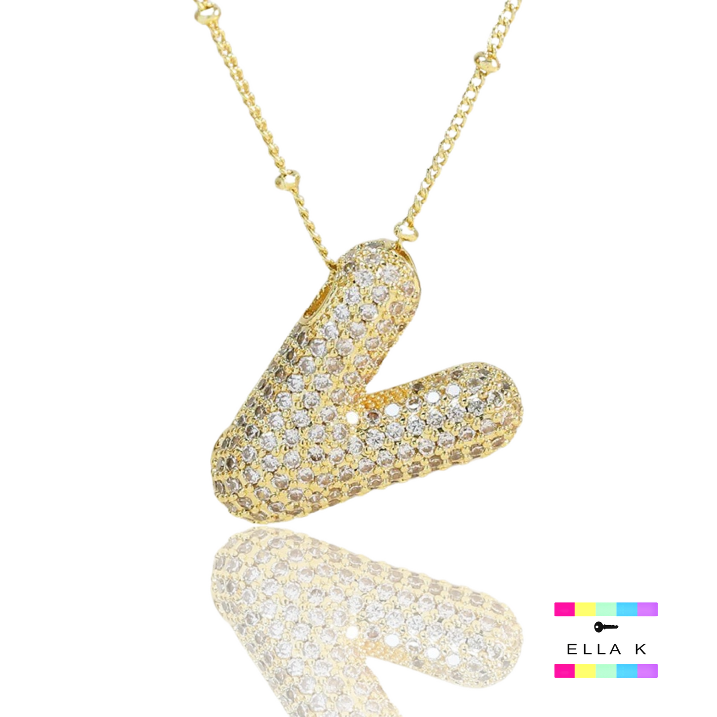 Pave Bubble Letter Necklace