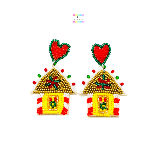 Gingerbread House Christmas Earrings