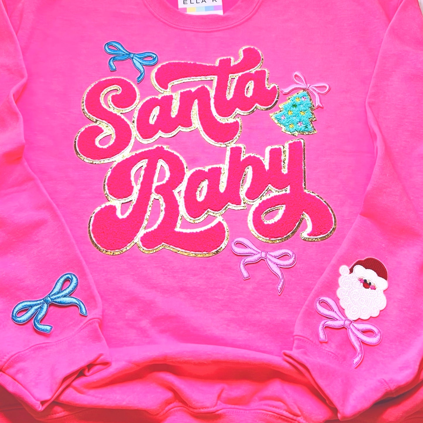 Santa Baby Coquette Bow Pink Christmas Sweatshirt