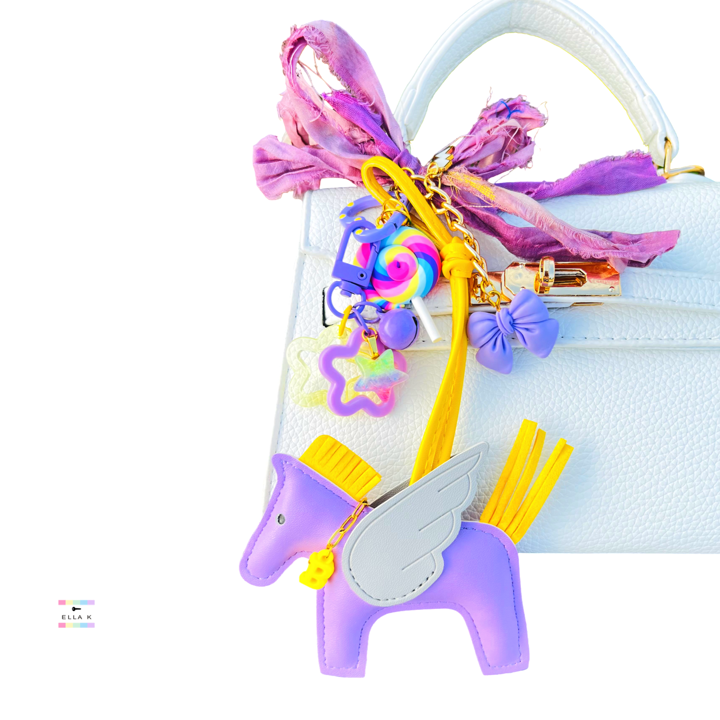 Flying Pony Lilac Love Bag Charm
