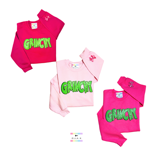 Green Sequin “Grinchy” Custom Color Sweatshirt